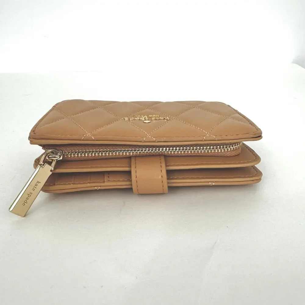 Kate Spade Carey Medium Quilted Folding Wallet with ID Window in Tiramisu Mousse